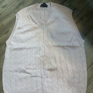 Brooks Brothers Light Pink Cable Knit V-Neck Sweater Vest